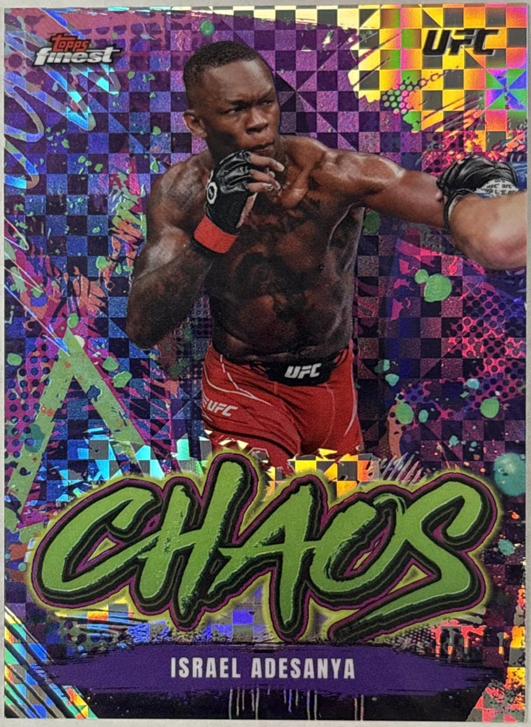 Israel Adesanya 2024 Topps Finest UFC Chaos #CHA-29 Checkerboard Refractor
