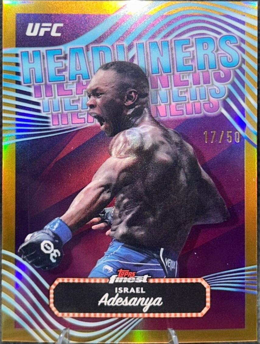 Israel Adesanya 2024 Topps Finest UFC Headliners #HDL-23 Gold Refractor