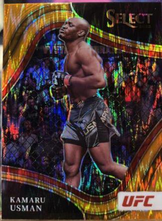 Kamaru Usman 2022 Panini Select UFC Octagonside #209 Orange Flash