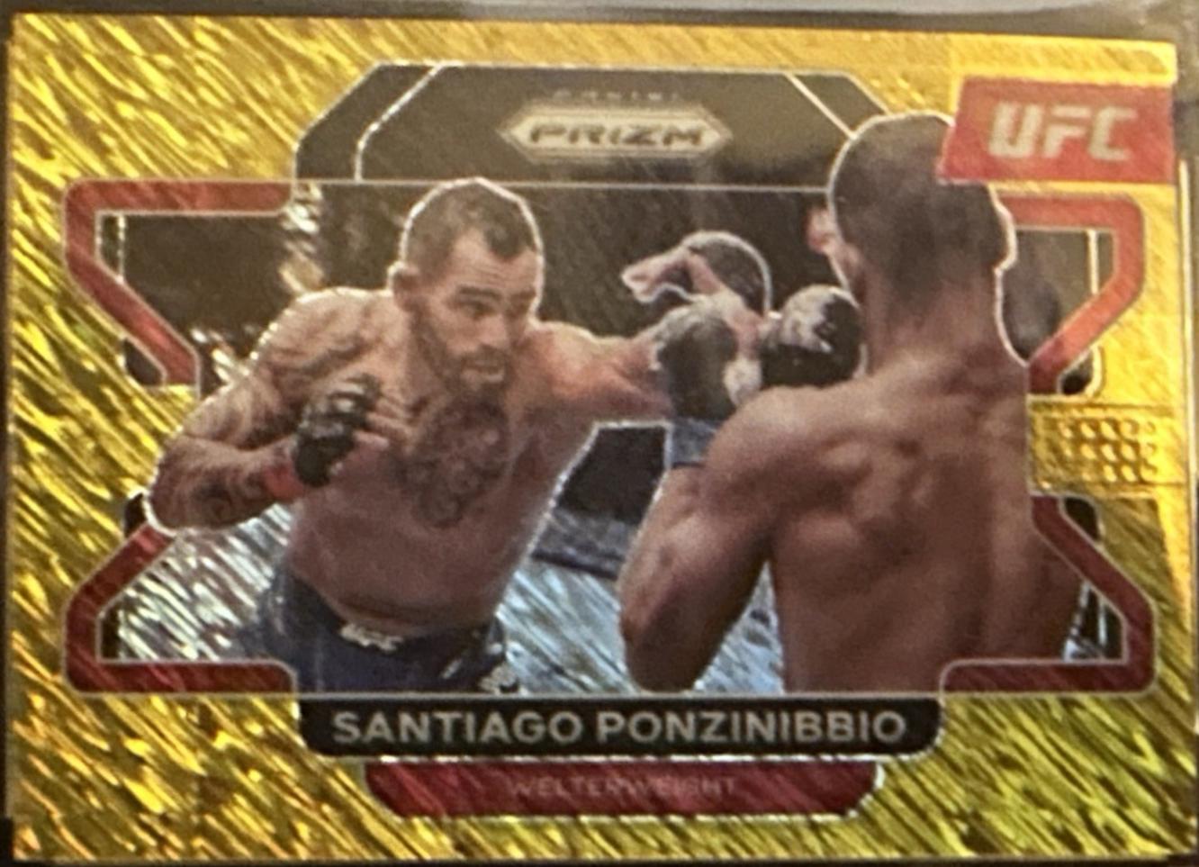 Santiago Ponzinibbio 2022 Panini Prizm UFC Base #50 Gold Shimmer