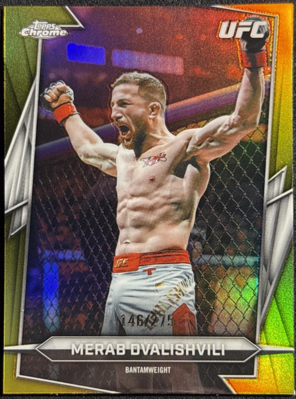 Merab Dvalishvili 2026 Topps Chrome UFC Base #50 Yellow Refractor