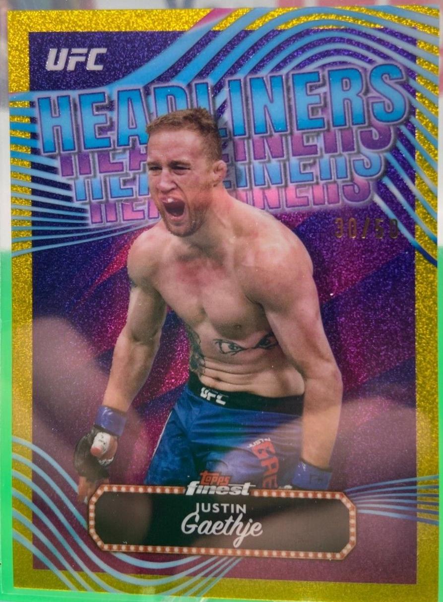 Justin Gaethje 2024 Topps Finest UFC Headliners #HDL-11 Gold Refractor