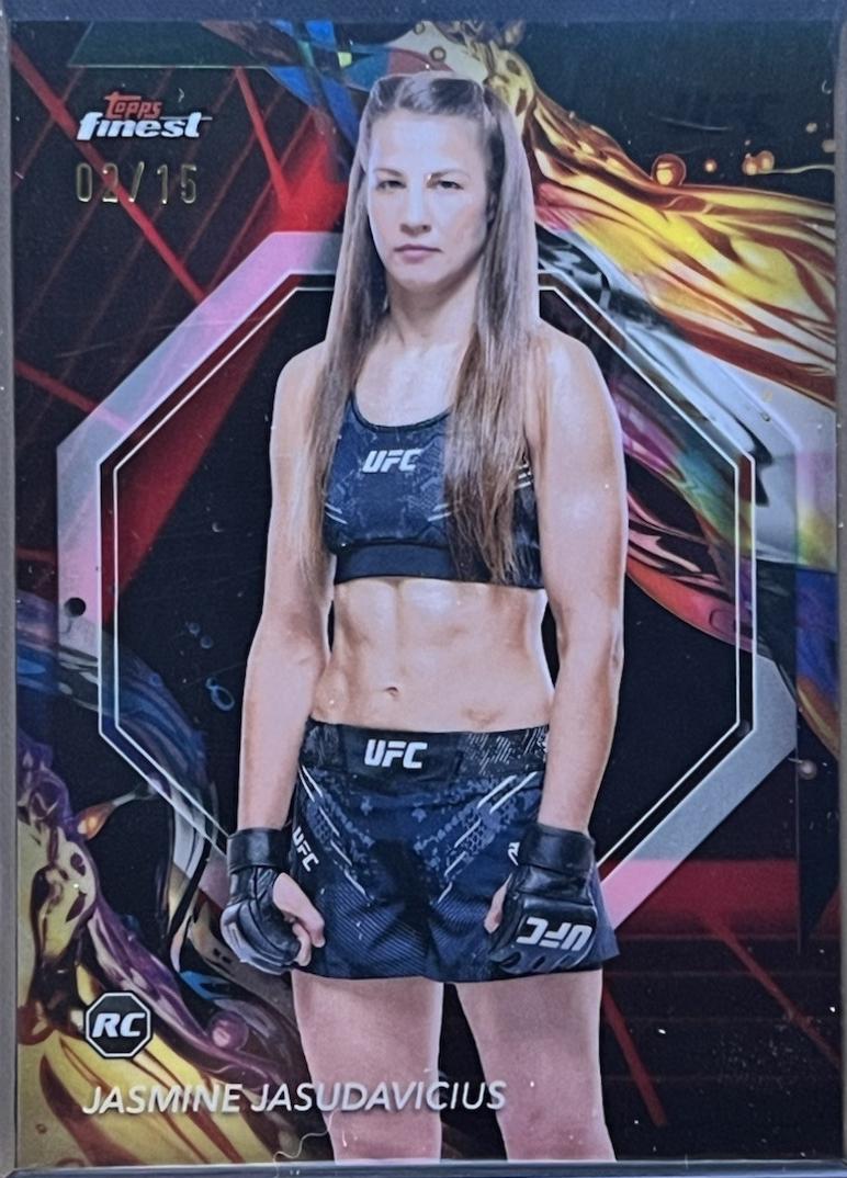 Jasmine Jasudavicius 2024 Topps Finest UFC Base Uncommon #123 Red Black Vapor Refractor