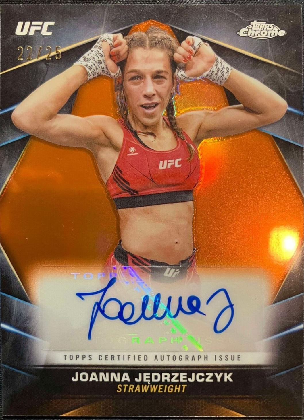Joanna Jędrzejczyk 2024 Topps Chrome UFC Chrome Veteran Autographs #CVA-JJE Orange Refractor