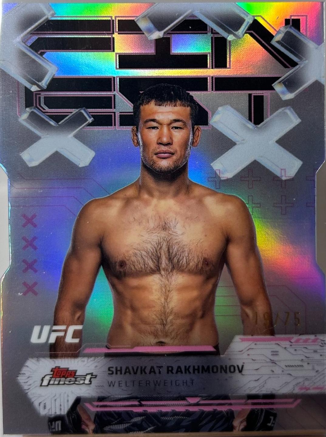 Shavkat Rakhmonov 2025 Topps Finest UFC Base Common #3 Die-Cut Refractor