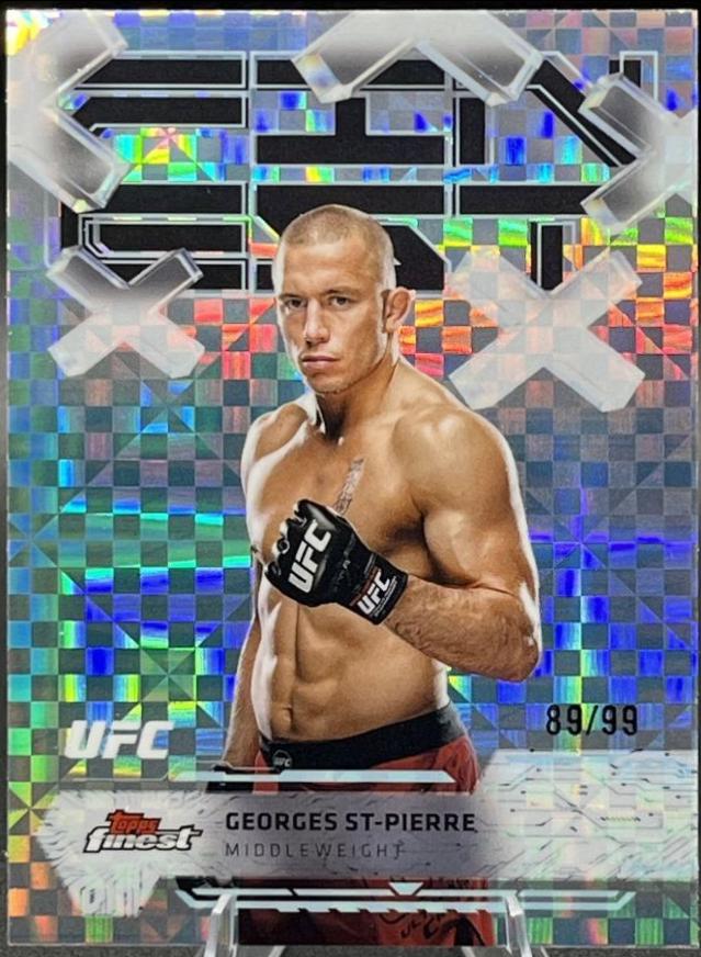 Georges St-Pierre 2025 Topps Finest UFC Base Common #70 Blue Checkerboard Refractor