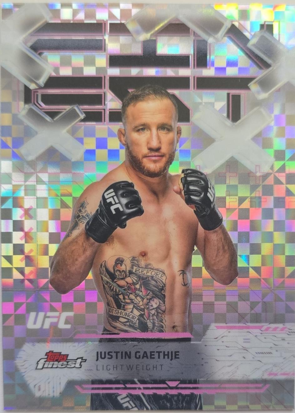Justin Gaethje 2025 Topps Finest UFC Base Common #39 Checkerboard Refractor