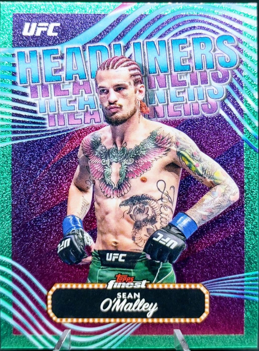 Sean O'Malley 2024 Topps Finest UFC Headliners #HDL-13 Aqua Glitter Refractor