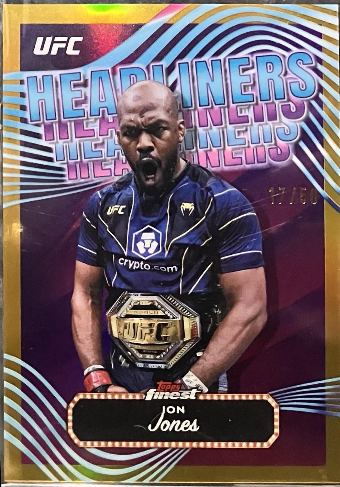 Jon Jones 2024 Topps Finest UFC Headliners #HDL-18 Gold Refractor