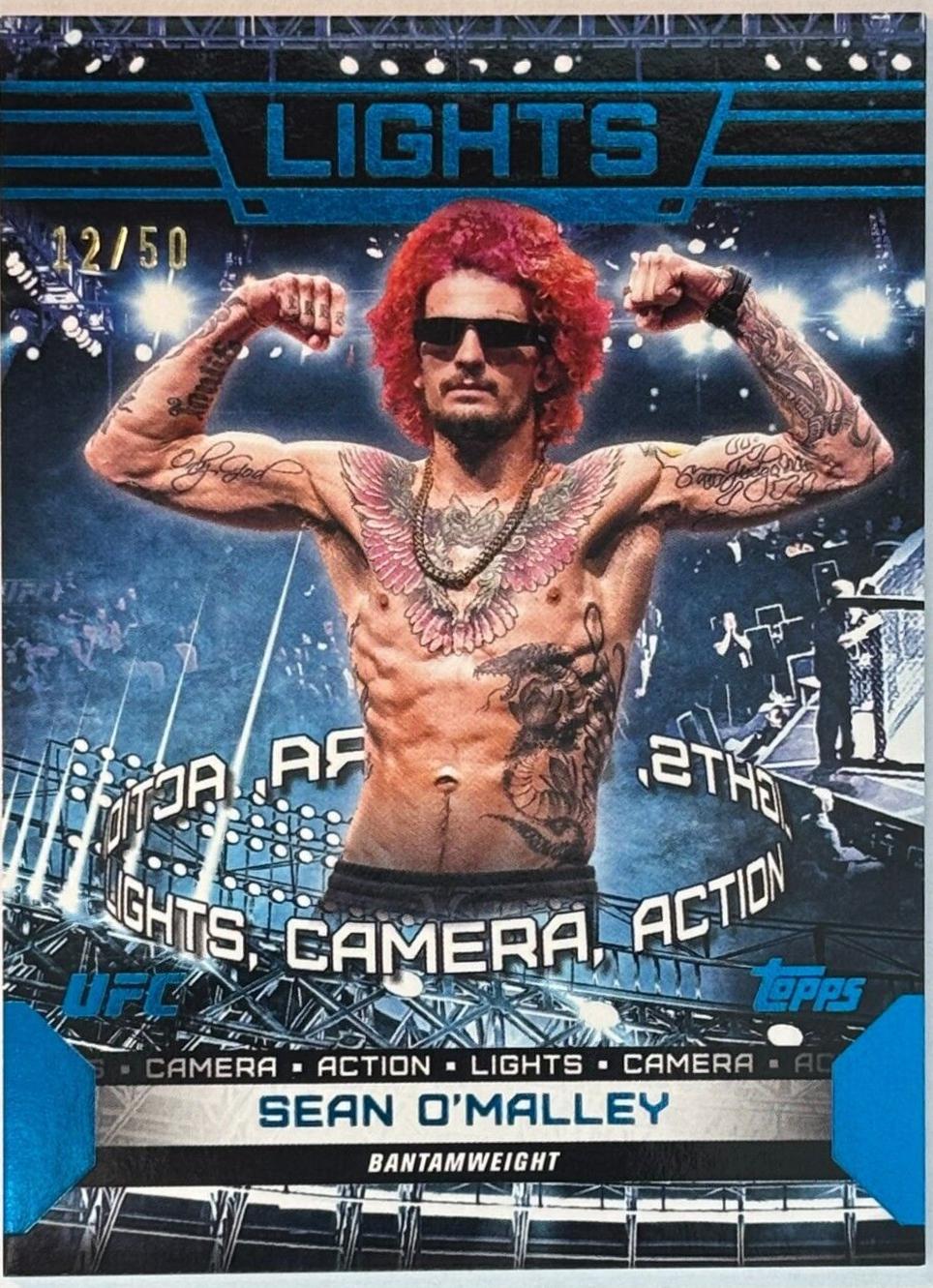 Sean O'Malley 2024 Topps Knockout UFC Lights (Lights, Camera, Action) #LTS-19 Blue
