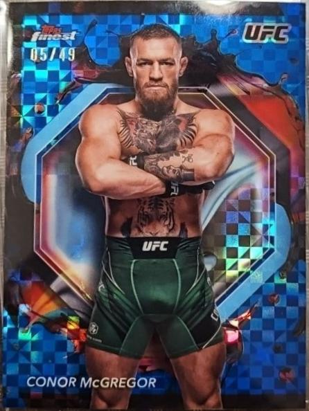 Conor McGregor 2024 Topps Finest UFC Base Rare #201 Blue Checkerboard Refractor