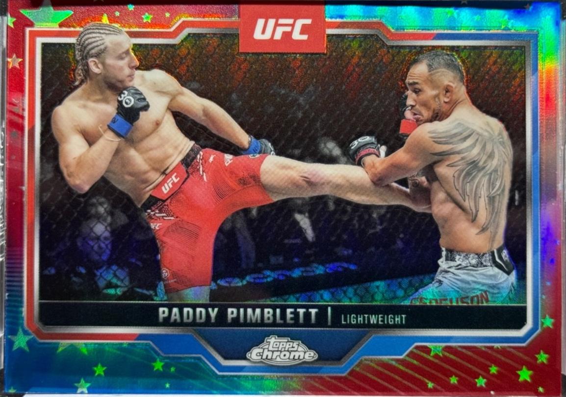Paddy Pimblett 2025 Topps Chrome UFC Base #177 Red & Blue Refractor