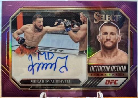 Merab Dvalishvili 2023 Panini Select UFC Octagon Action Signatures #32 Purple