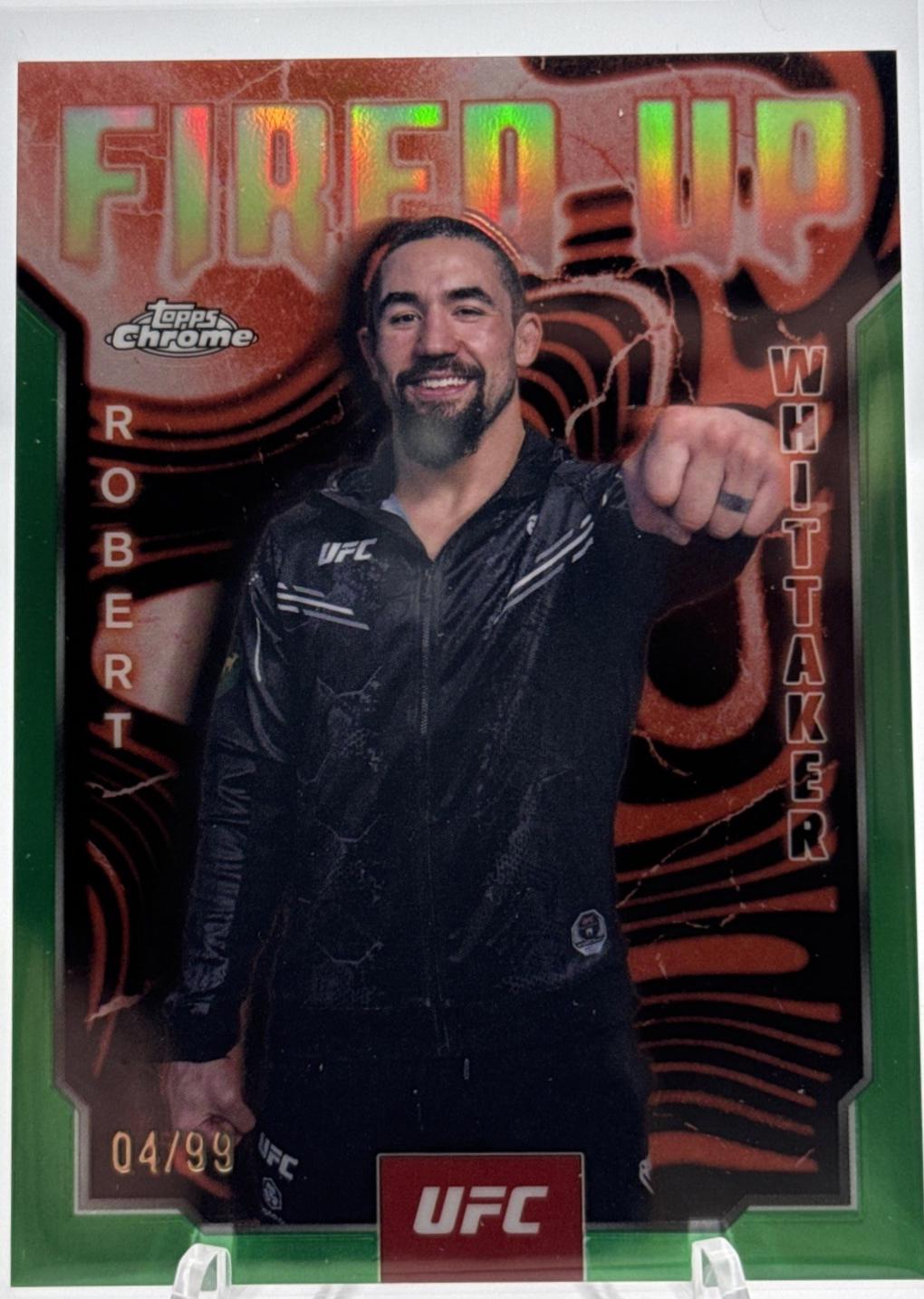 Robert Whittaker 2025 Topps Chrome UFC Fired Up #FUP-11 Green Refractor