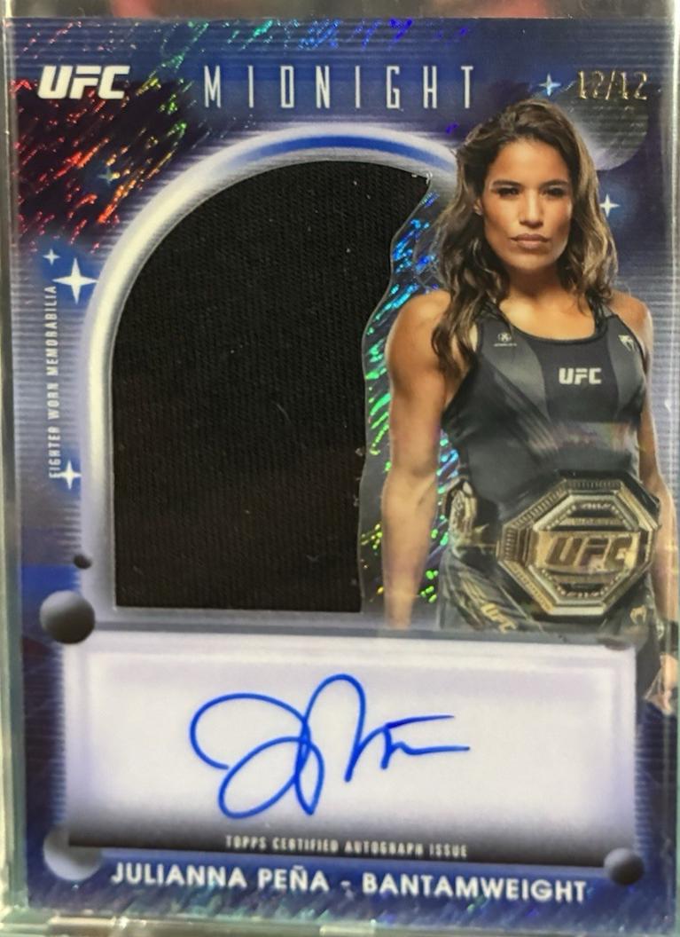 Julianna Peña 2025 Topps Midnight UFC Relic Autographs #VRA-JP Moon Beam