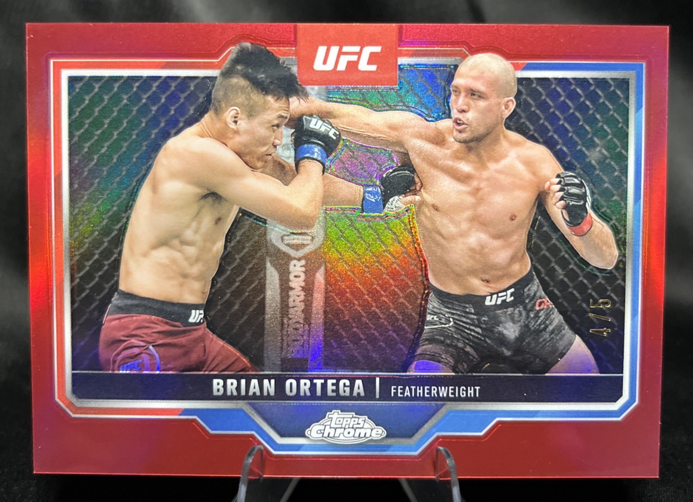 Brian Ortega 2025 Topps Chrome UFC Base #69 Red Refractor