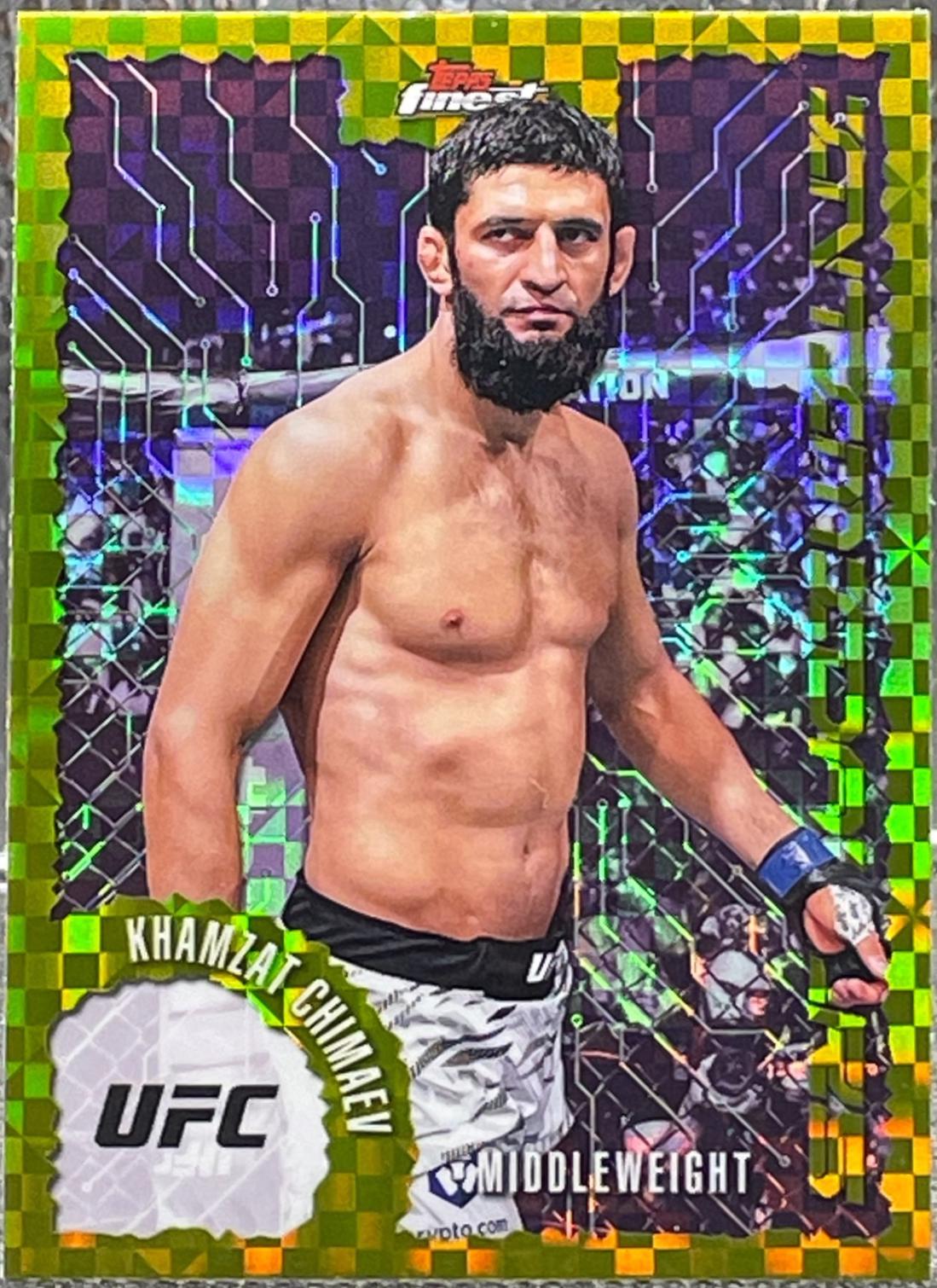 Khamzat Chimaev 2025 Topps Finest UFC Intimidators #IT-17 Checkerboard Refractor