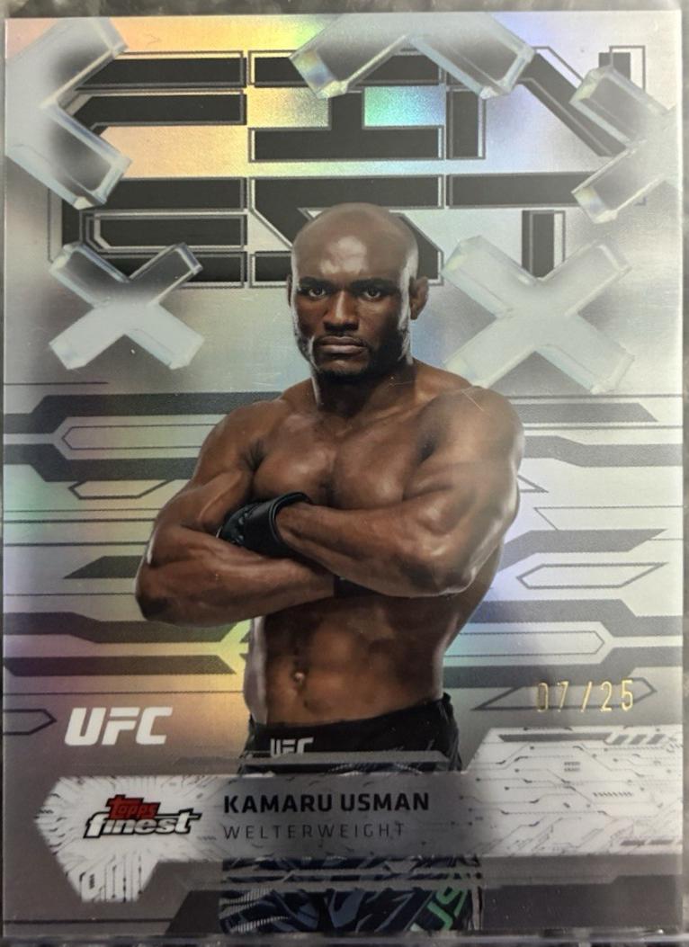 Kamaru Usman 2025 Topps Finest UFC Base Common #66 Black Refractor