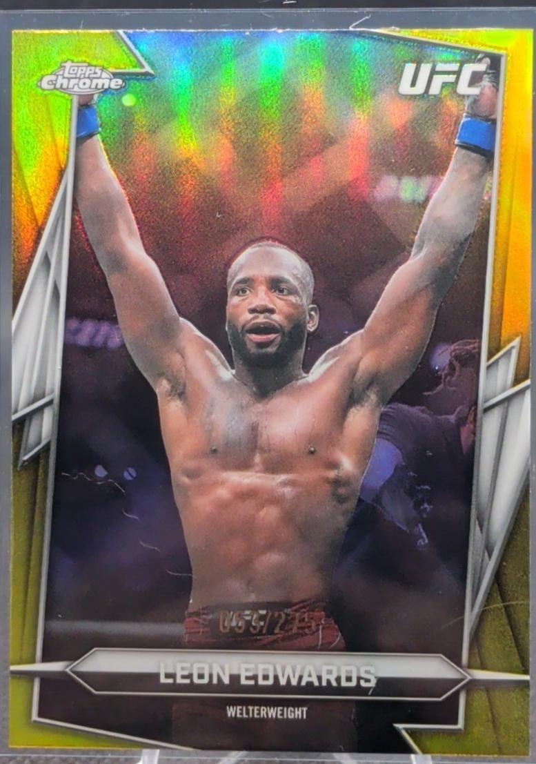 Leon Edwards 2026 Topps Chrome UFC Base #6 Yellow Refractor