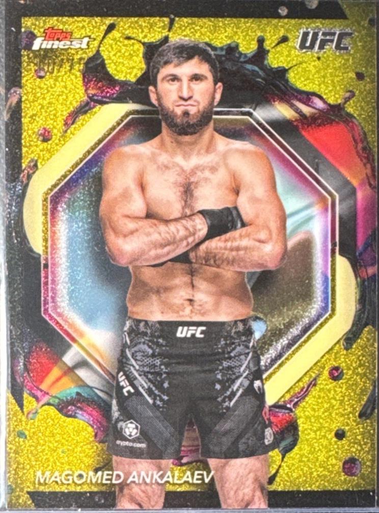 Magomed Ankalaev 2024 Topps Finest UFC Base Rare #246 Yellow Glitter Refractor