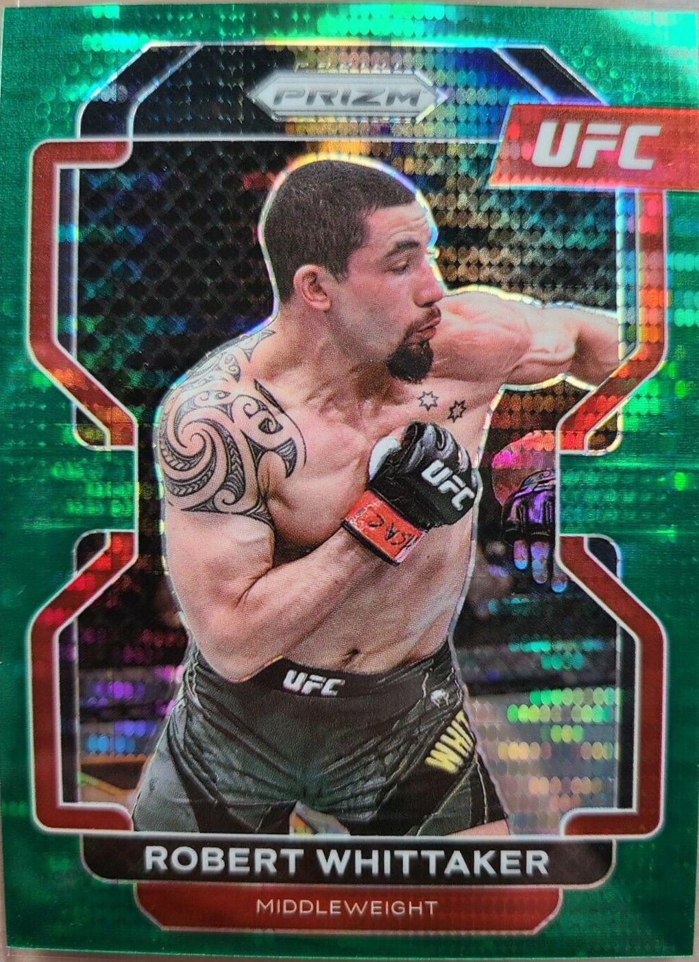 Robert Whittaker 2022 Panini Prizm UFC Base #132 Green Pulsar