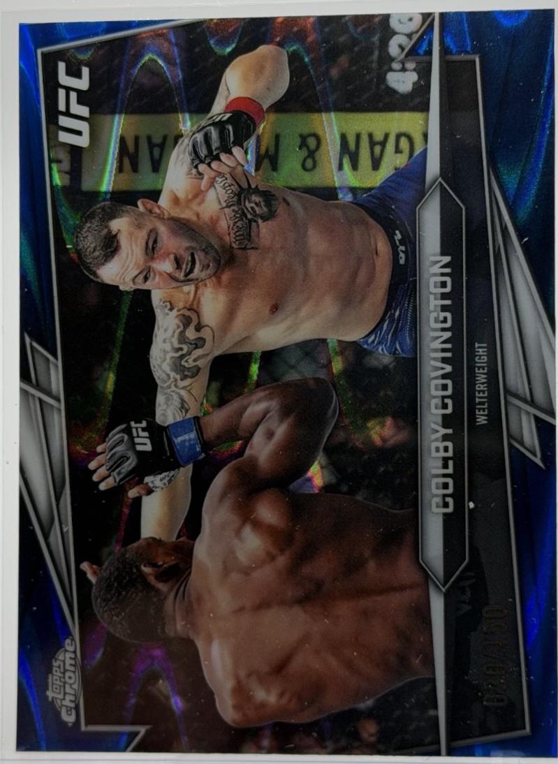Colby Covington 2026 Topps Chrome UFC Base #91 Blue Ray Wave Refractor
