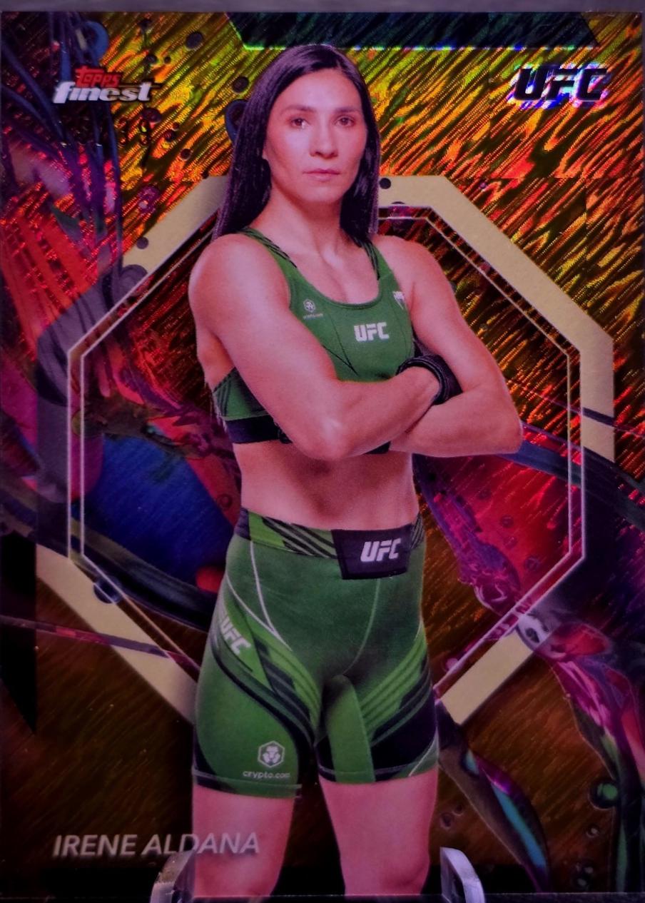 Irene Aldana 2024 Topps Finest UFC Base Common #64 Gold Shimmer Refractor