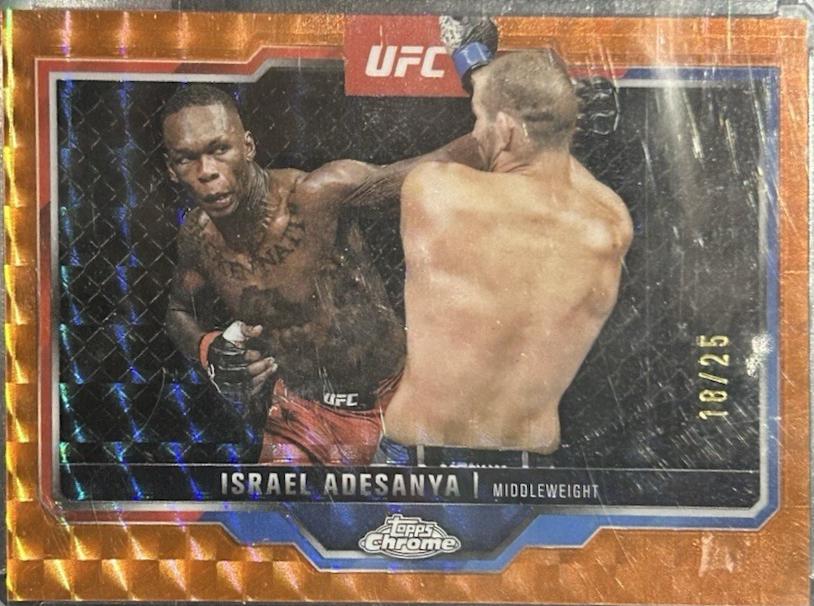Israel Adesanya 2025 Topps Chrome UFC Base #3 Orange Geometric Refractor