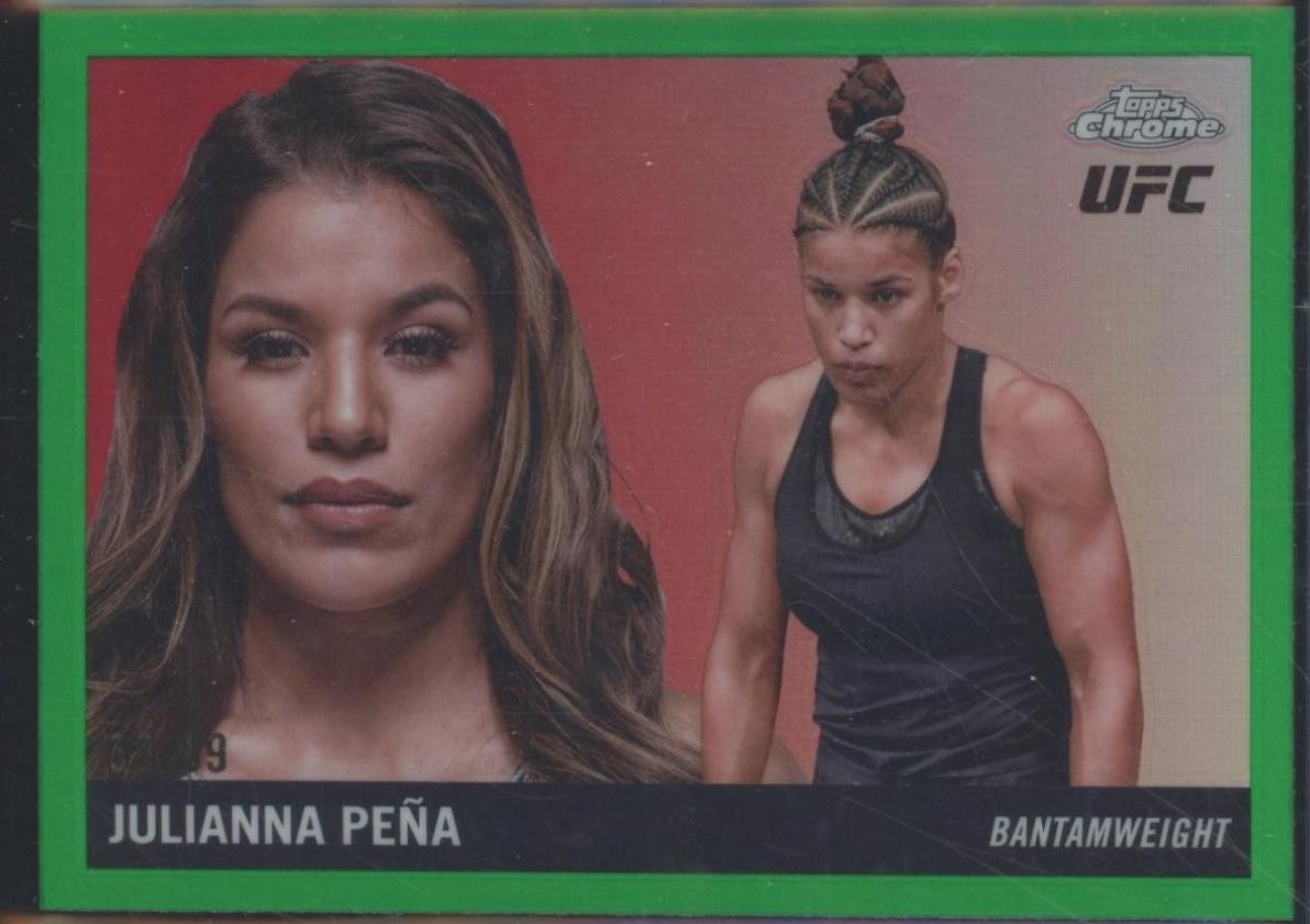 Julianna Peña 2025 Topps Chrome UFC 1955 Topps #55T-8 Green Refractor