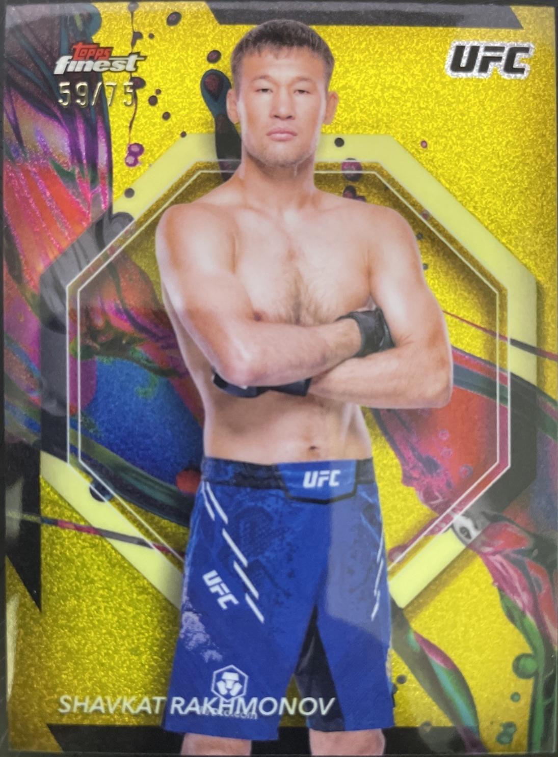 Shavkat Rakhmonov 2024 Topps Finest UFC Base Common #69 Yellow Glitter Refractor