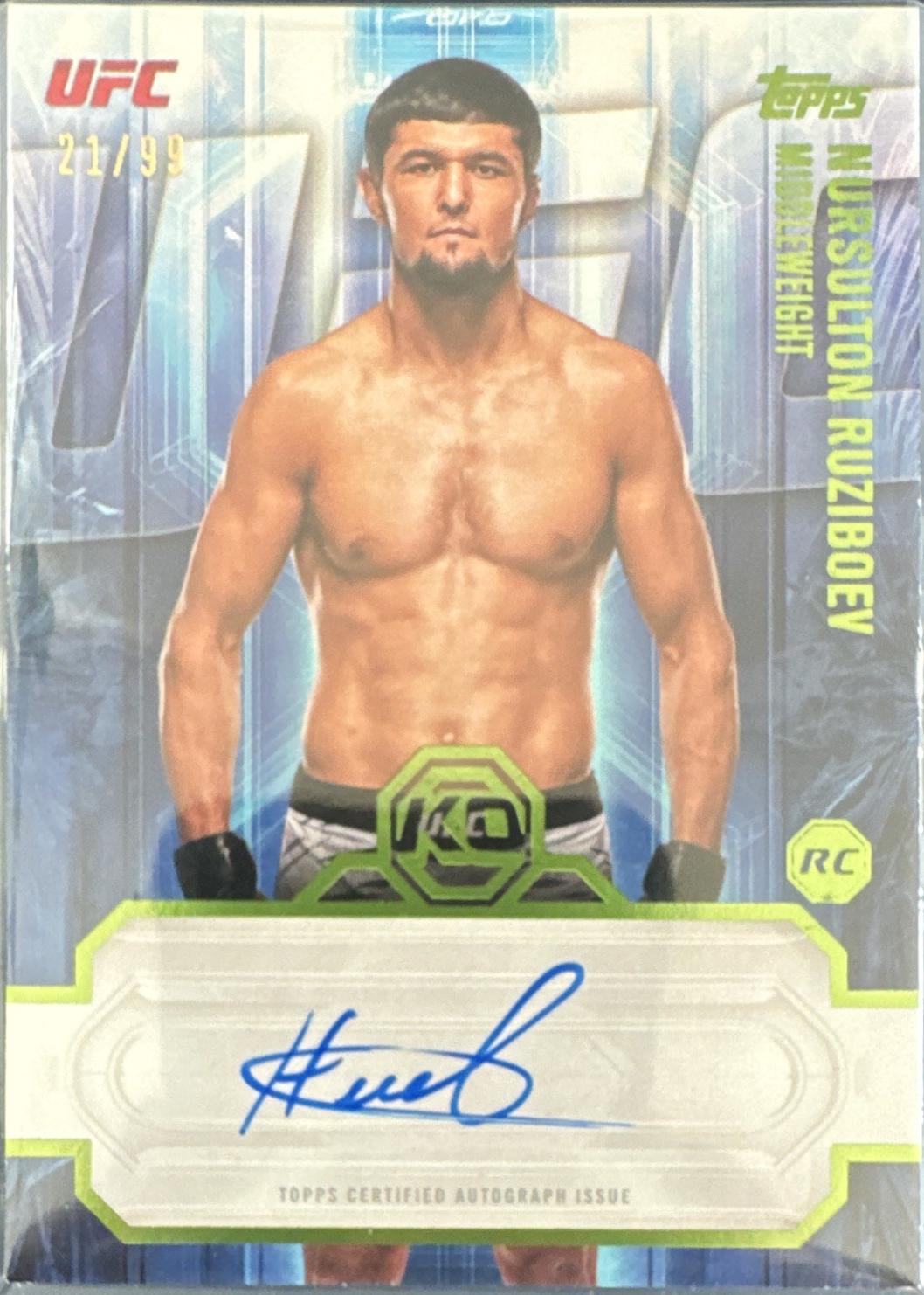 Nursulton Ruziboev 2026 Topps Knockout UFC Knockout Autographs #KOA-NRV Lime Green