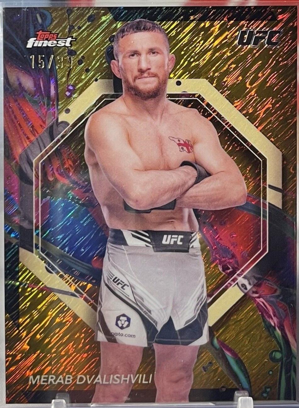 Merab Dvalishvili 2024 Topps Finest UFC Base Common #93 Gold Shimmer Refractor