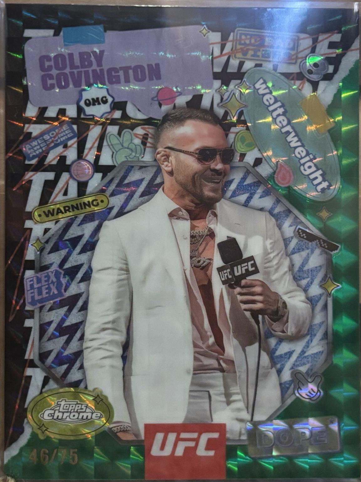 Colby Covington 2025 Topps Chrome UFC Tailor Made #TRM-5 Geometric Green Refractor
