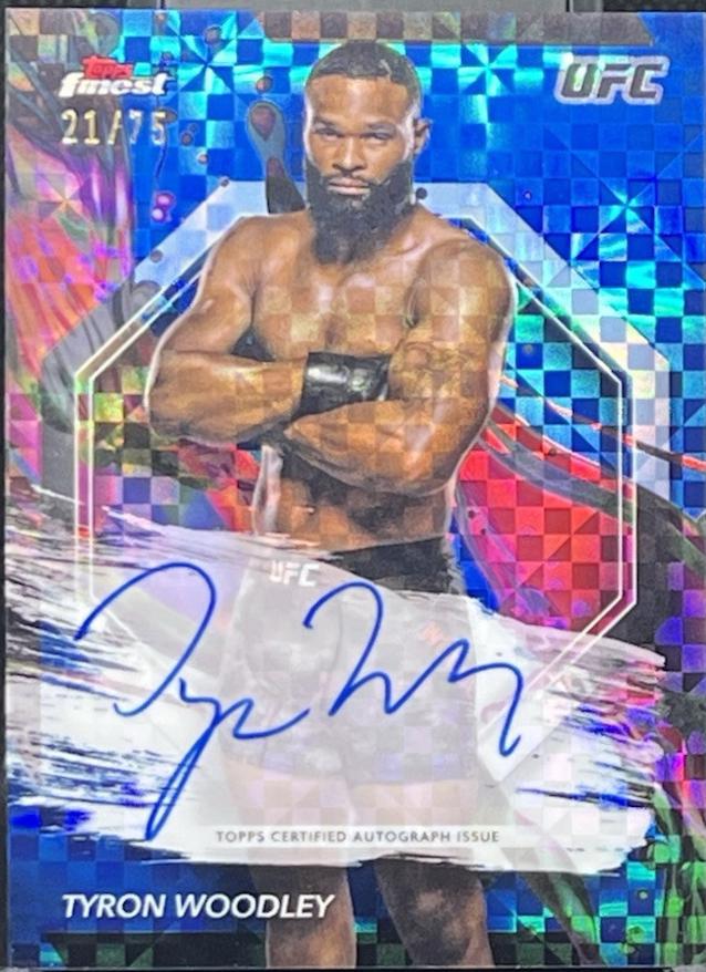 Tyron Woodley 2024 Topps Finest UFC Finest Autographs #FA-TNW Blue Checkerboard Refractor