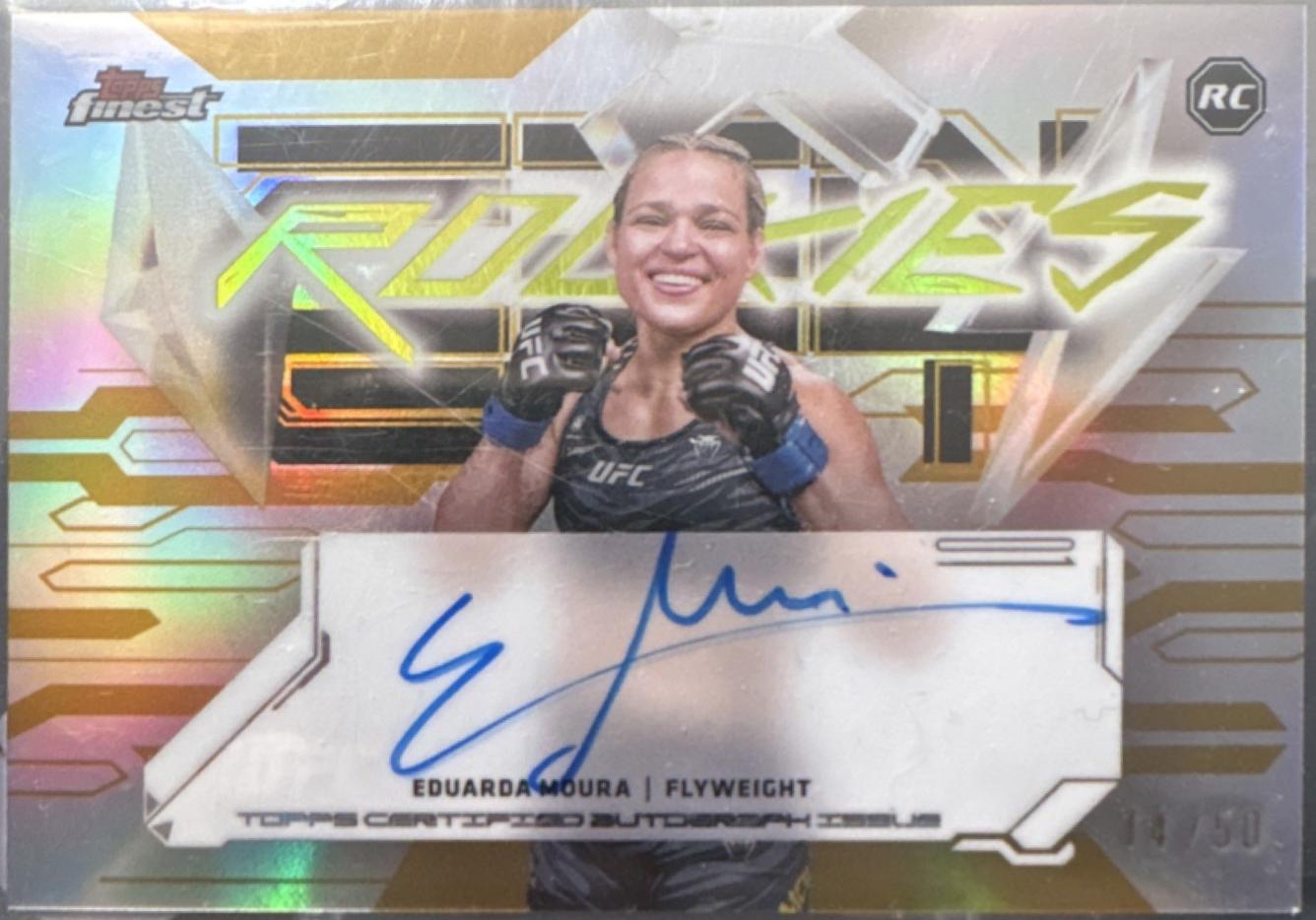 Eduarda Moura 2025 Topps Finest UFC Finest Rookie Autographs #FRA-EM Gold Refractor