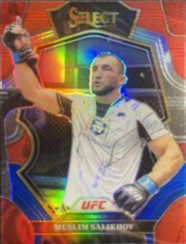 Muslim Salikhov 2023 Panini Select UFC Premier Level #187 Red Blue Prizm