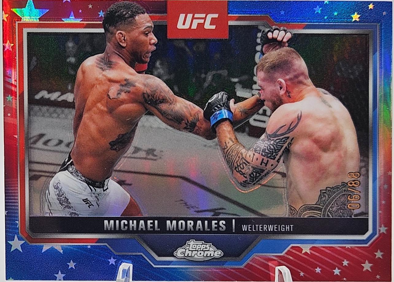 Michael Morales 2025 Topps Chrome UFC Base #127 Red White Blue Refractor