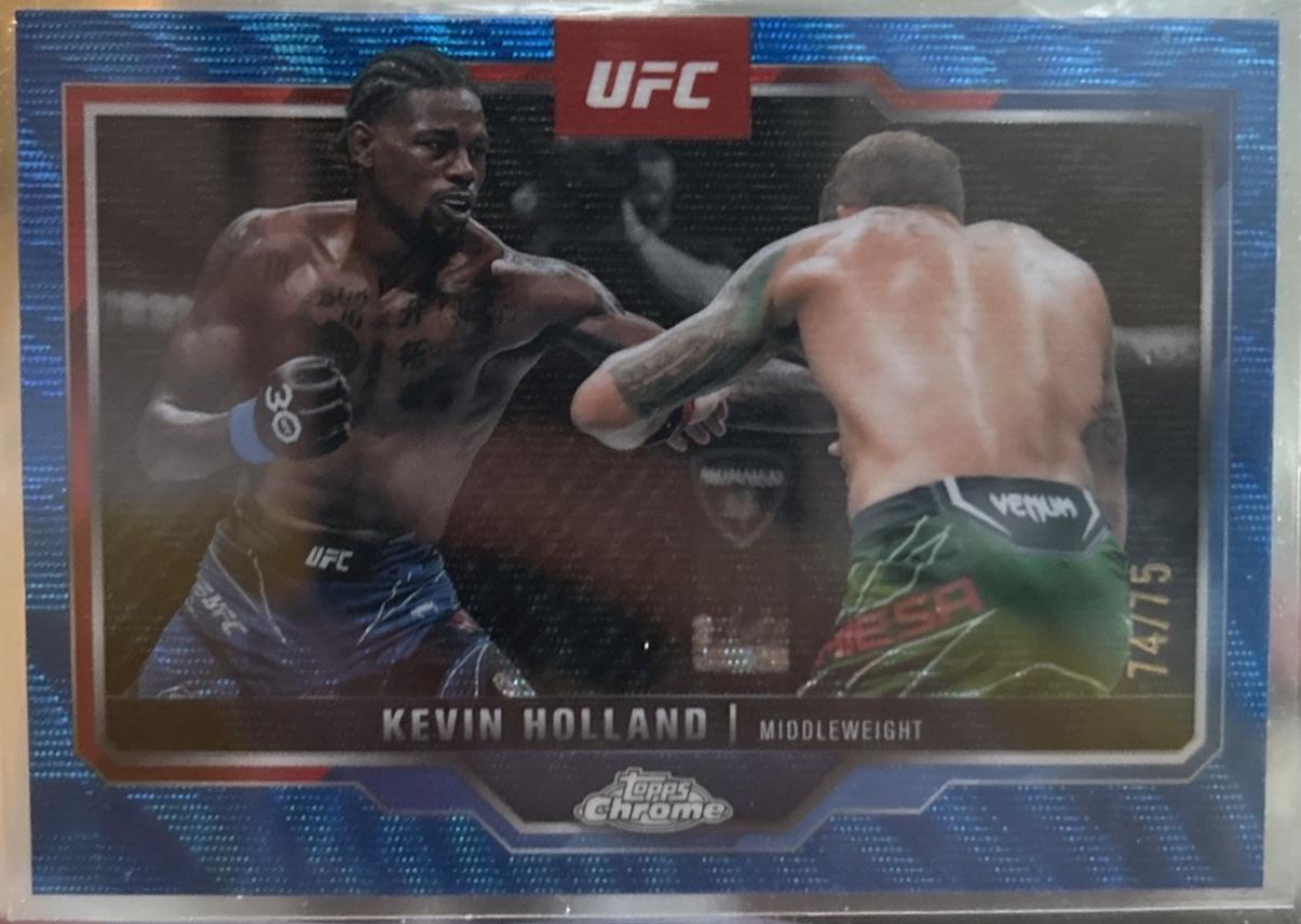 Kevin Holland 2025 Topps Chrome UFC Base #110 Blue Wave Refractor