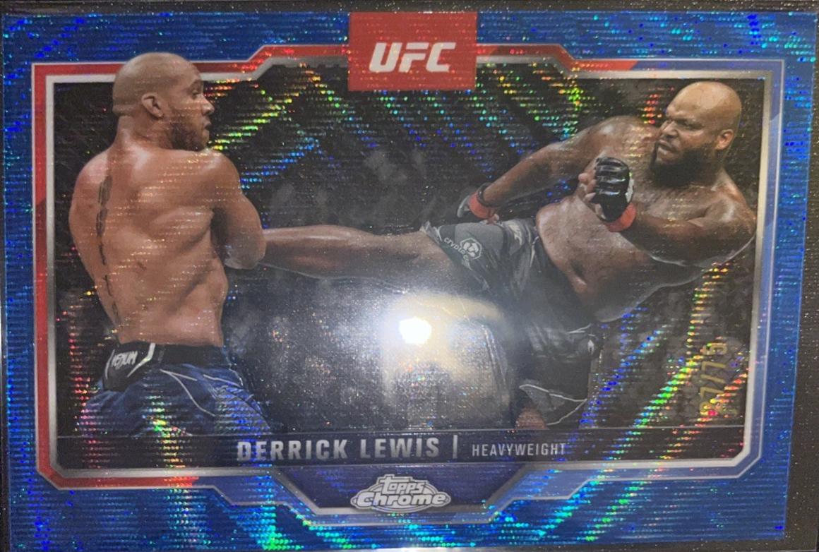 Derrick Lewis 2025 Topps Chrome UFC Base #104 Blue Wave Refractor