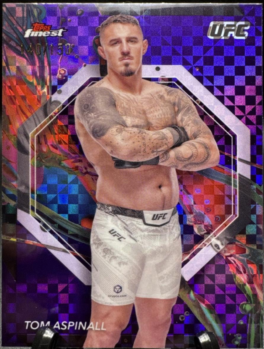 Tom Aspinall 2024 Topps Finest UFC Base Common #49 Purple Checkerboard Refractor