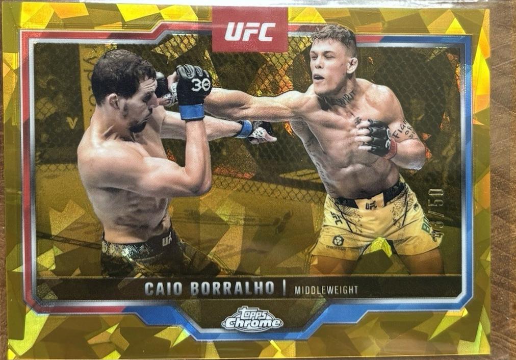 Caio Borralho 2025 Topps Chrome Sapphire UFC Base Sapphire #49 Gold Sapphire