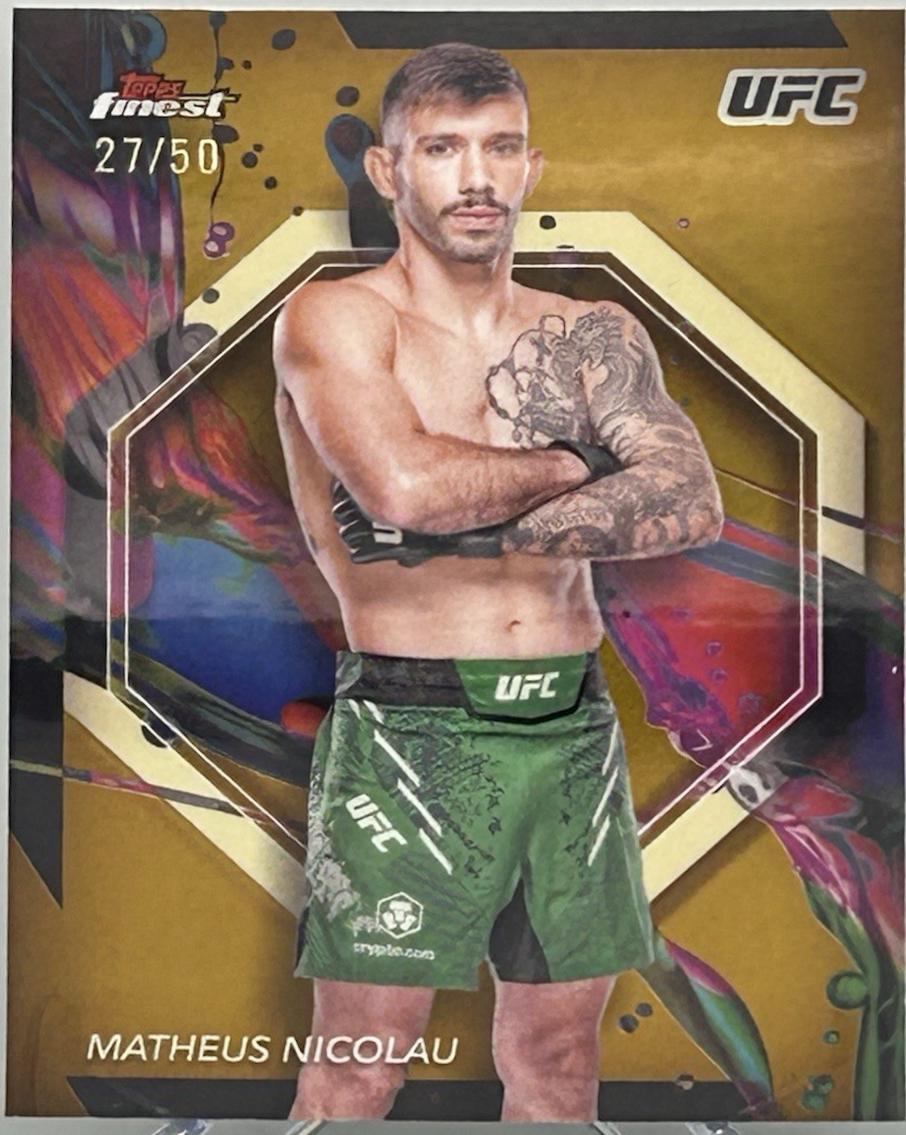 Matheus Nicolau 2024 Topps Finest UFC Base Common #99 Gold Refractor