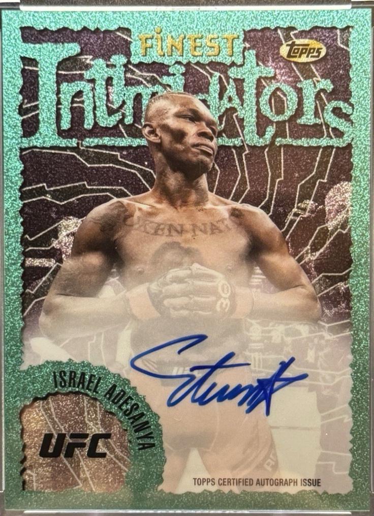 Israel Adesanya 2024 Topps Finest UFC Intimidators Autographs #IA-IAA Aqua Glitter Refractor