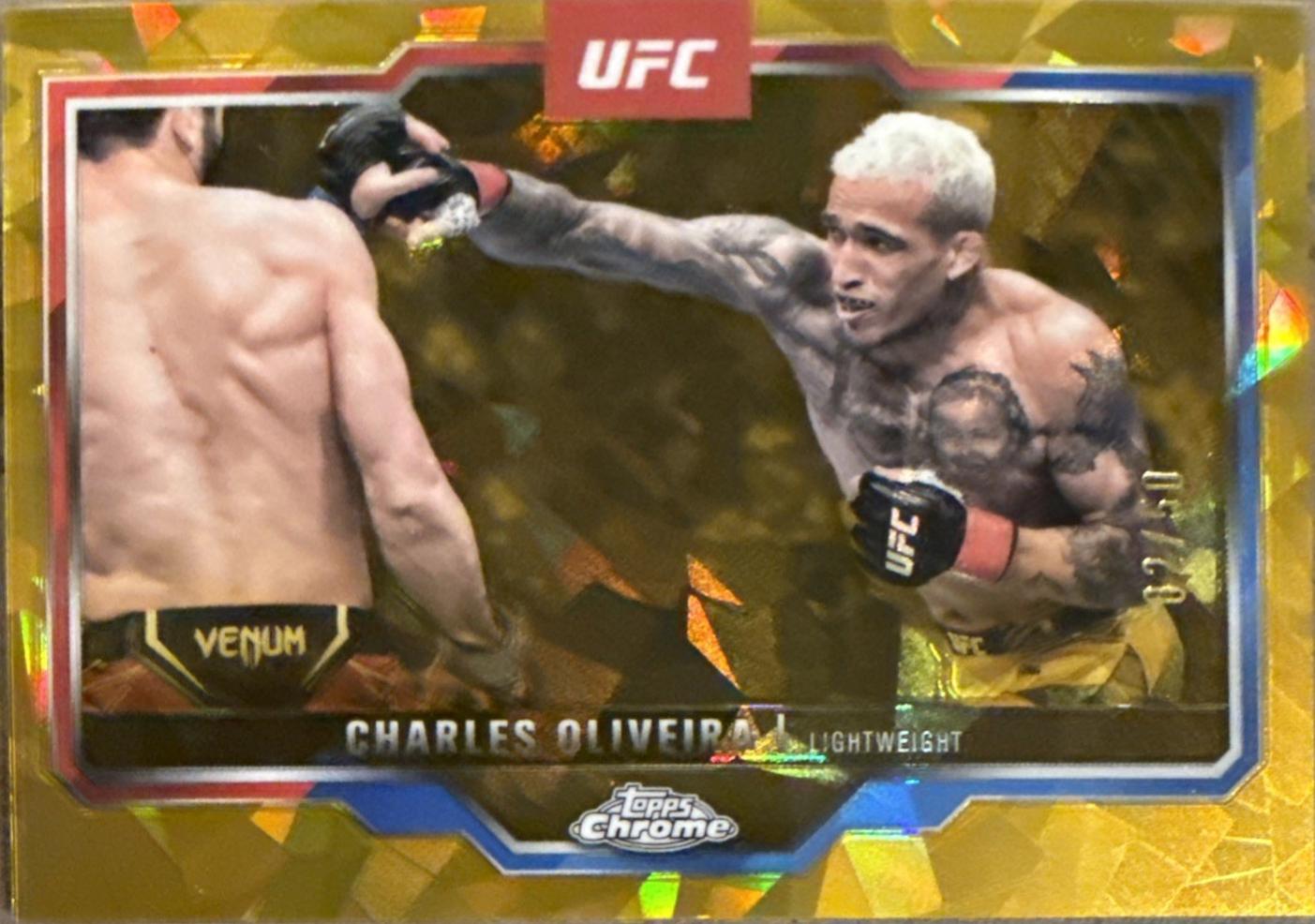 Charles Oliveira 2025 Topps Chrome Sapphire UFC Base Sapphire #54 Gold Sapphire