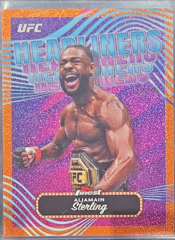 Aljamain Sterling 2024 Topps Finest UFC Headliners #HDL-1 Yellow Glitter Refractor
