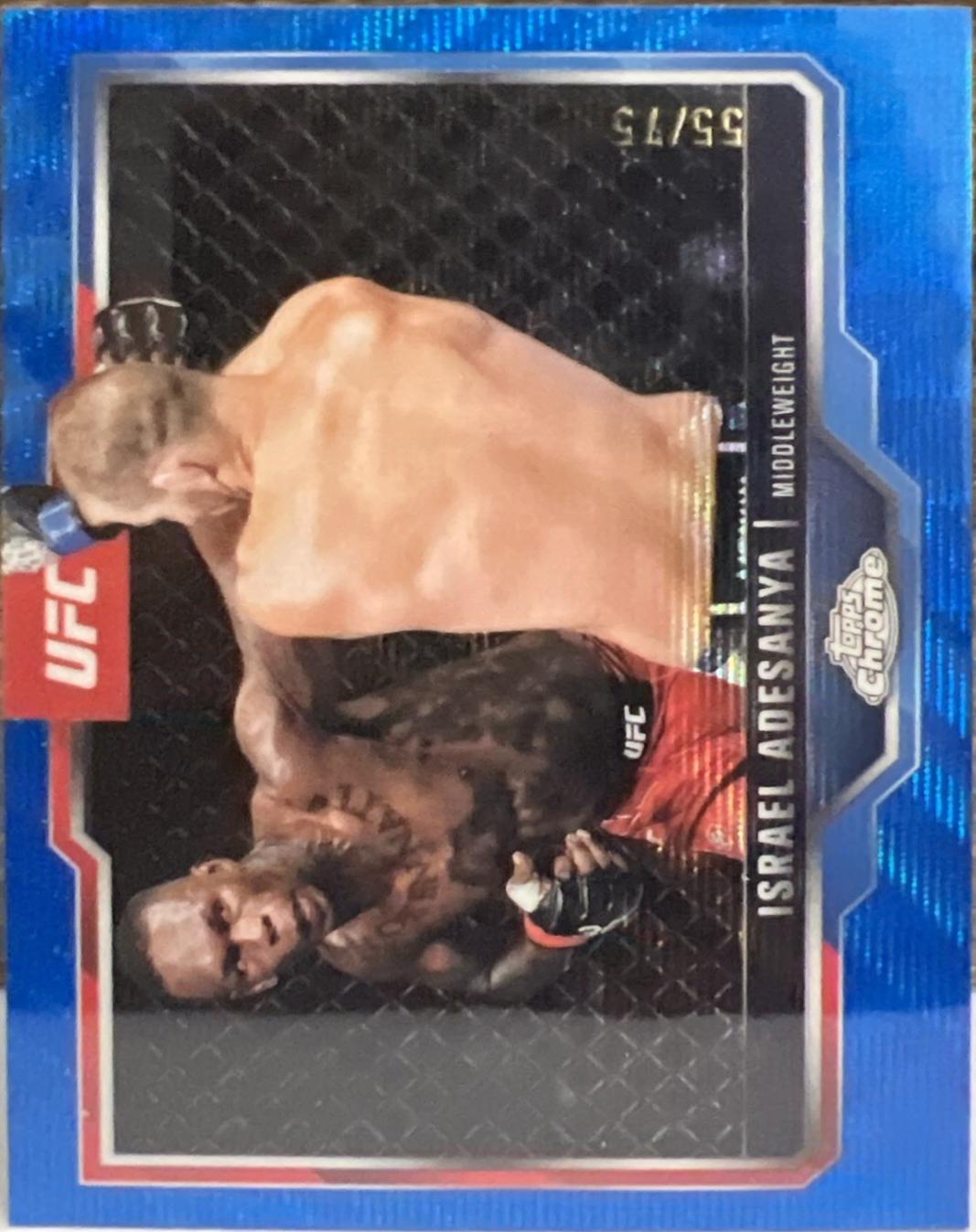 Israel Adesanya 2025 Topps Chrome UFC Base #3 Blue Wave Refractor