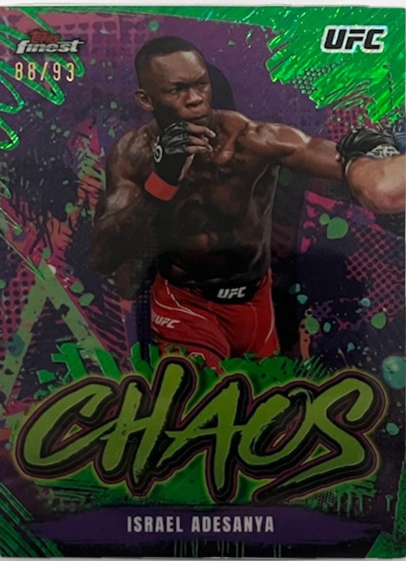 Israel Adesanya 2024 Topps Finest UFC Chaos #CHA-29 Green Shimmer Refractor