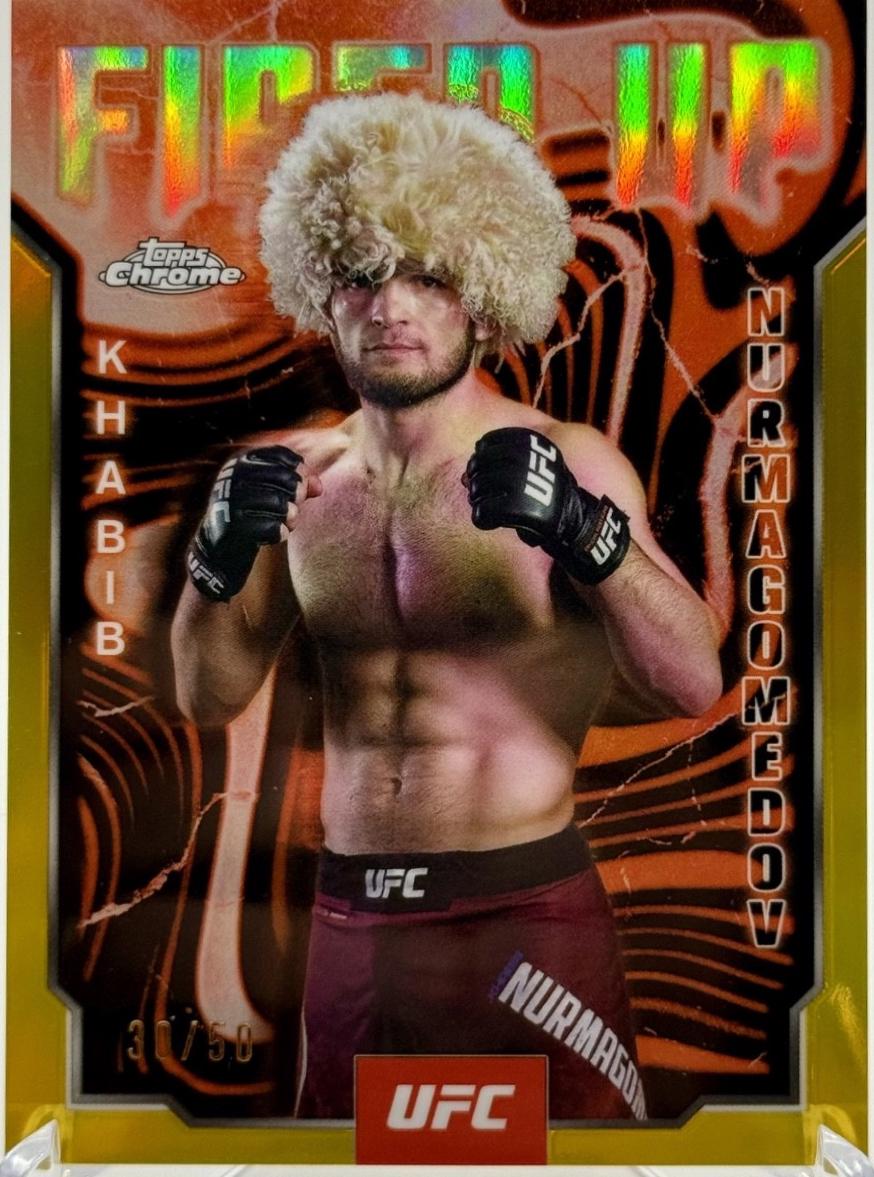 Khabib Nurmagomedov 2025 Topps Chrome UFC Fired Up #FUP-1 Gold Refractor