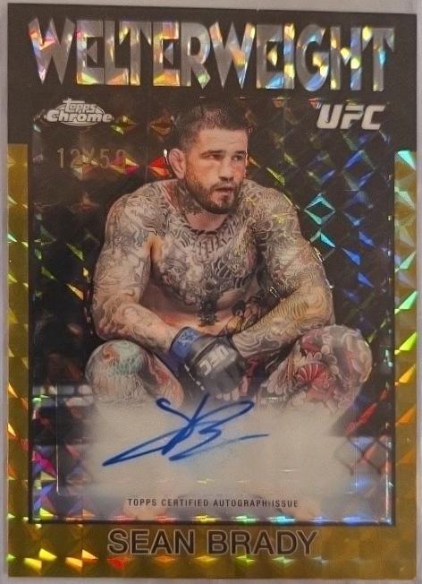 Sean Brady 2026 Topps Chrome UFC 1986 Topps Signatures #86S-SB Gold Geometric Refractor