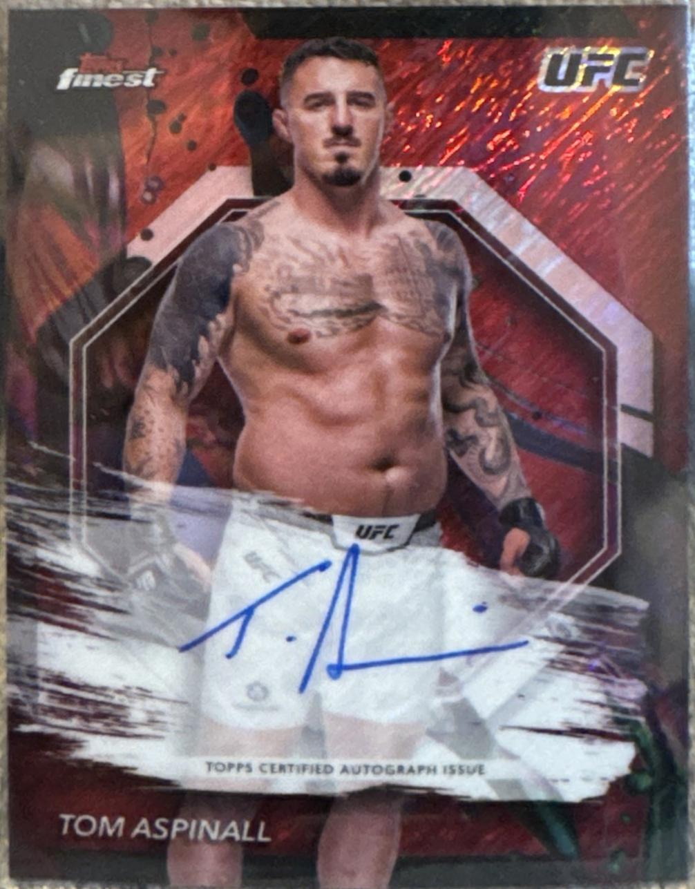 Tom Aspinall 2024 Topps Finest UFC Finest Autographs #FA-TMA Red Shimmer Refractor